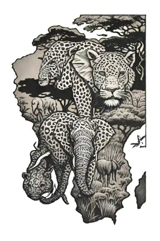 africa big five tattoo design idea