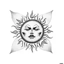 realistic Sun tattoo design idea