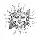 realistic Sun tattoo design idea
