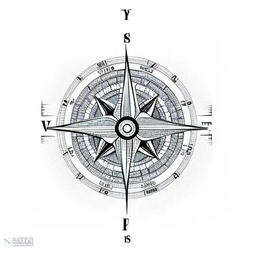 A minimalist tattoo design of a compass surrounded by binary code, symbolizing the client's love for travelling and coding tattoo design idea