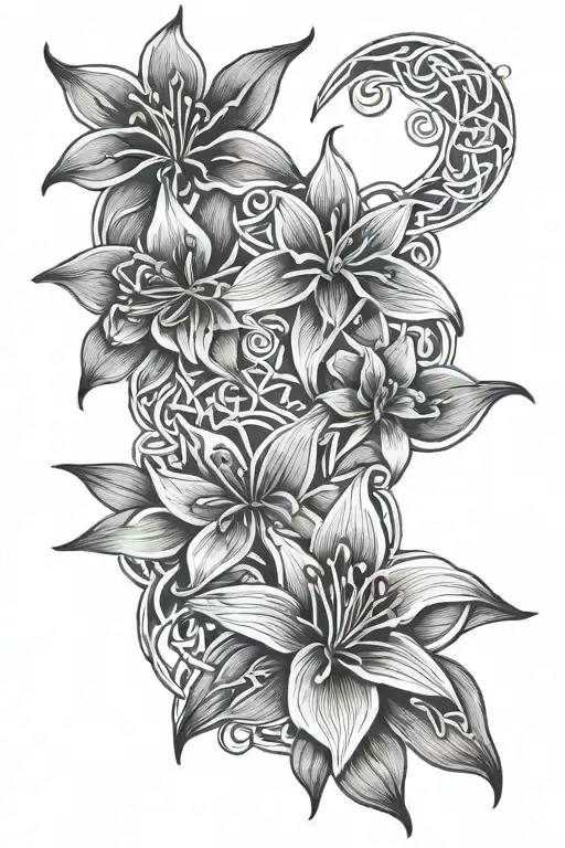 Celtic Knot and Stargazer Lily tattoo design idea