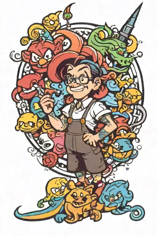 90s cartoon characters tattoo design idea
