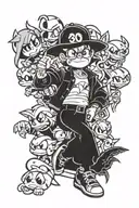 90s cartoon characters tattoo design idea