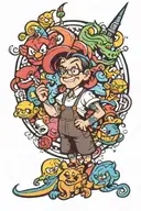 90s cartoon characters tattoo design idea