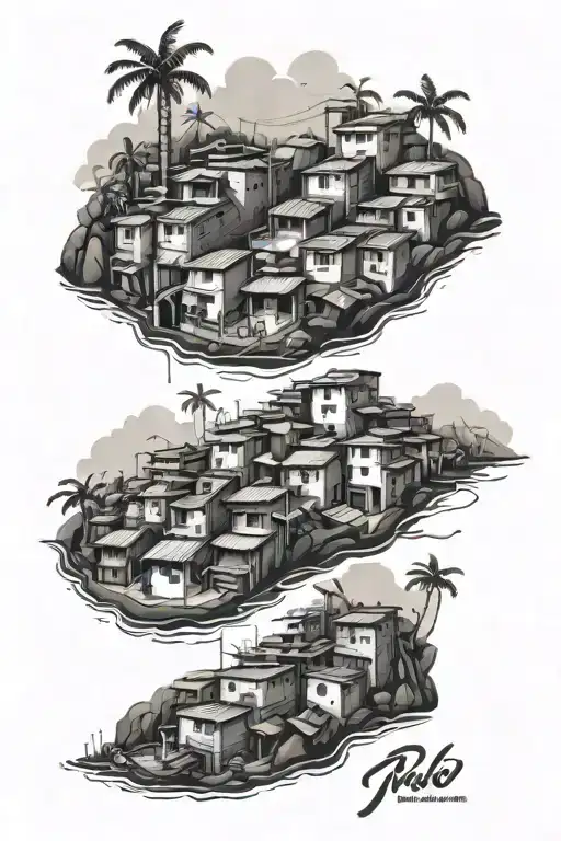 image of a favela in Rio de Janeiro to do on your chest tattoo design idea