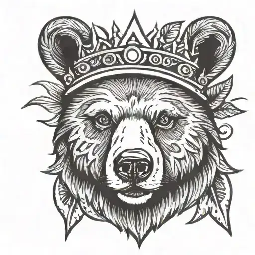 bear sun crown made tattoo design idea
