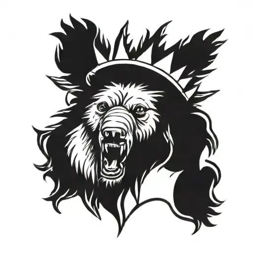 bear crown sun shining tattoo design idea