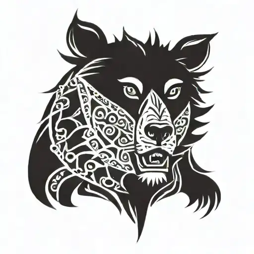bear sun crown made tattoo design idea