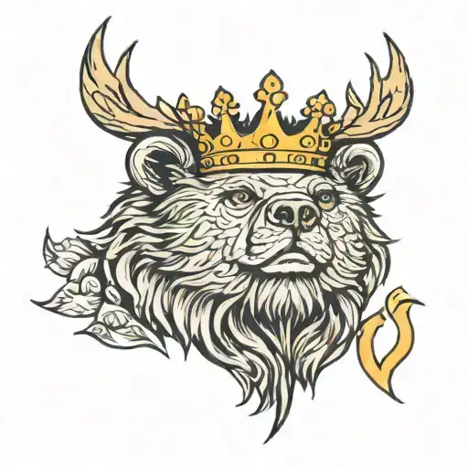 bear crown sun shining tattoo design idea