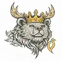 bear crown sun shining tattoo design idea