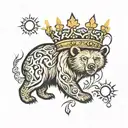 bear crown sun shining tattoo design idea