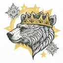bear crown sun shining tattoo design idea