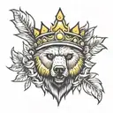 bear crown sun shining tattoo design idea