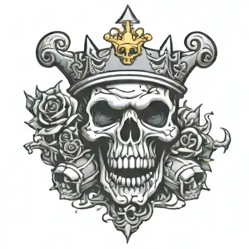 toxic waste symbol with crown on skull tattoo design idea