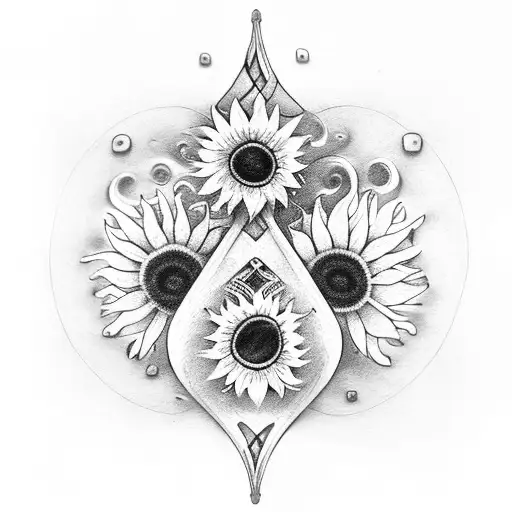 Irish harp with sunflowers tattoo design idea