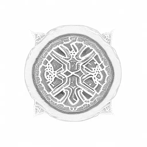 A coffee cup with intricate patterns made from coffee beans and art brushes tattoo design idea