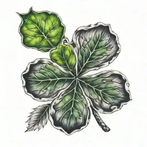 wolve lucky 4 leaf clover tattoo design idea