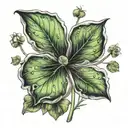 wolve lucky 4 leaf clover tattoo design idea
