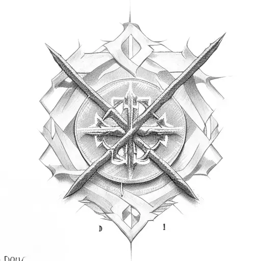 a christian cross with sharp tips wrapped in thorns tattoo design idea