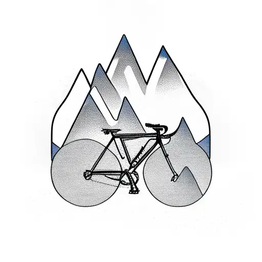 Road Bicycle with mountains tattoo design idea