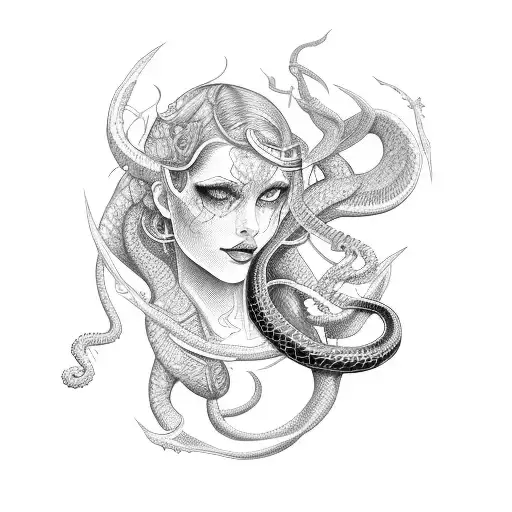 lilith with snake tattoo design idea