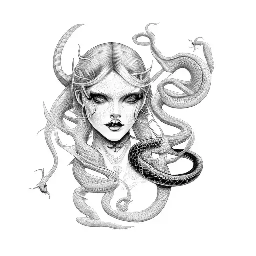 lilith with snake tattoo design idea