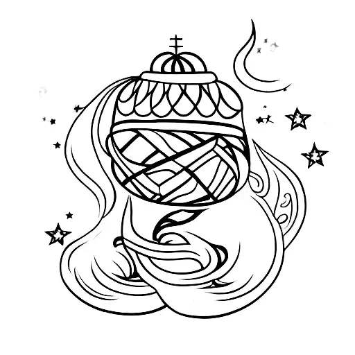 A mystical tattoo of a dragon wrapped around a Chinese lantern with stars above tattoo design idea