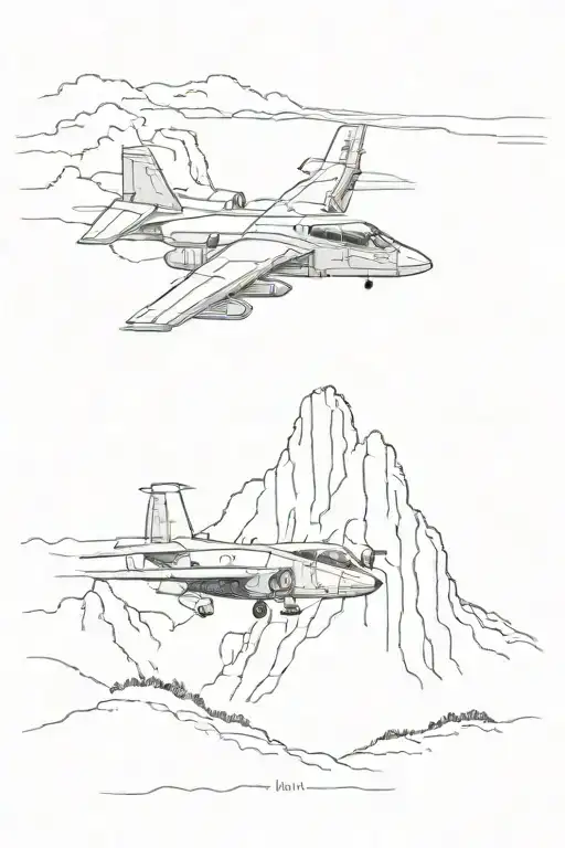 buffalo national river bluff with A-10 warthog flyover tattoo design idea