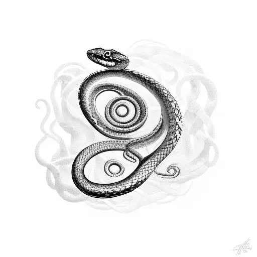 A snake coiled around a treble clef tattoo design idea