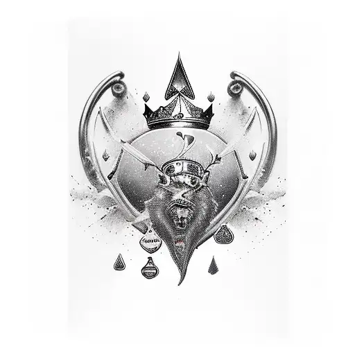 Two cards, Ace of spade and king of hearts  tattoo design idea