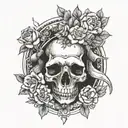 girly, buffalo skull, turtle , birth month flowers for January, February, June,July and October  tattoo design idea