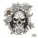 girly, buffalo skull, turtle , birth month flowers for January, February, June,July and October  tattoo design idea