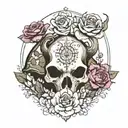 girly, buffalo skull, turtle , birth month flowers for January, February, June,July and October  tattoo design idea