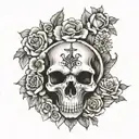 girly, buffalo skull, turtle , birth month flowers for January, February, June,July and October  tattoo design idea