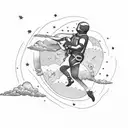 A skydiver soaring through a starry night sky tattoo design idea