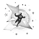 A skydiver soaring through a starry night sky tattoo design idea