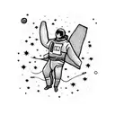 A skydiver soaring through a starry night sky tattoo design idea