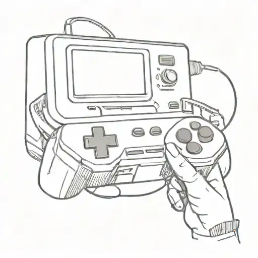 90s video game console playing on a box tv screen  tattoo design idea