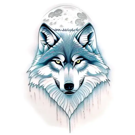 A majestic wolf howling at the moon tattoo design idea