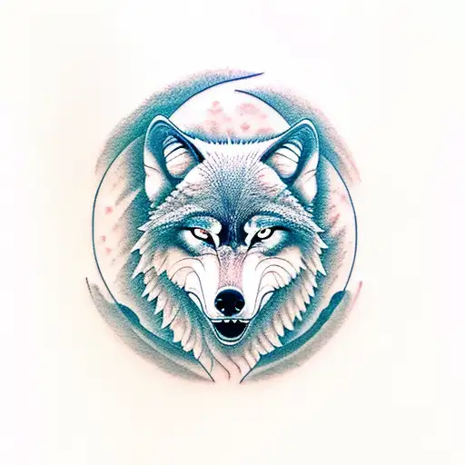 A majestic wolf howling at the moon tattoo design idea