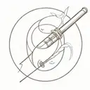 Incorporate a baseball bat and a samurai sword in a Yin and Yang design tattoo design idea