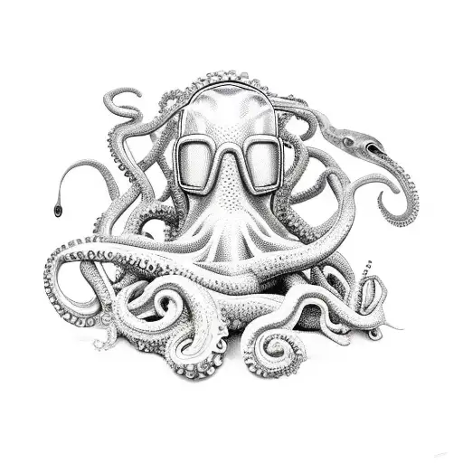 scuba diver with octopus tattoo design idea