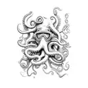 scuba diver with octopus tattoo design idea