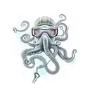 scuba diver with octopus tattoo design idea