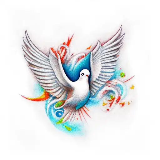 dove, love let go, love swirls jordon tattoo design idea