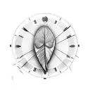 time clock dove feather tattoo design idea