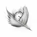 time clock dove feather tattoo design idea