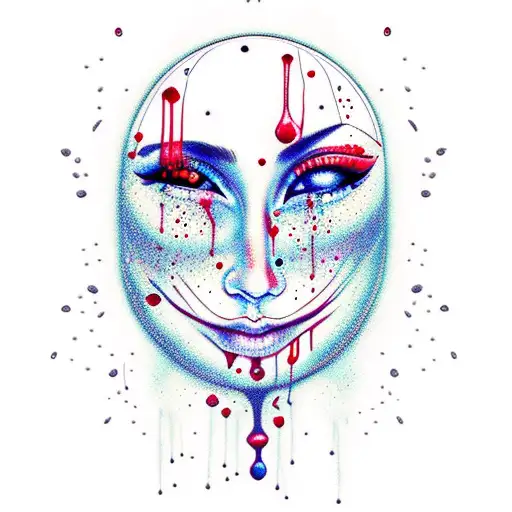 moon crying blood tears tattoo design idea