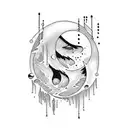 moon crying blood tears tattoo design idea