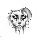 moon crying blood tears tattoo design idea
